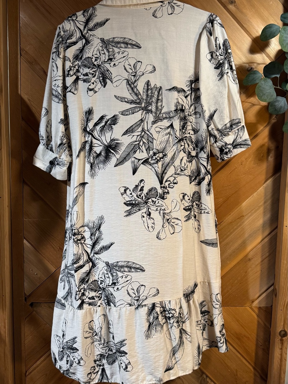 Mlle Gabrielle Ivory Dress with Black Botanical Print - Picture 2 of 3
